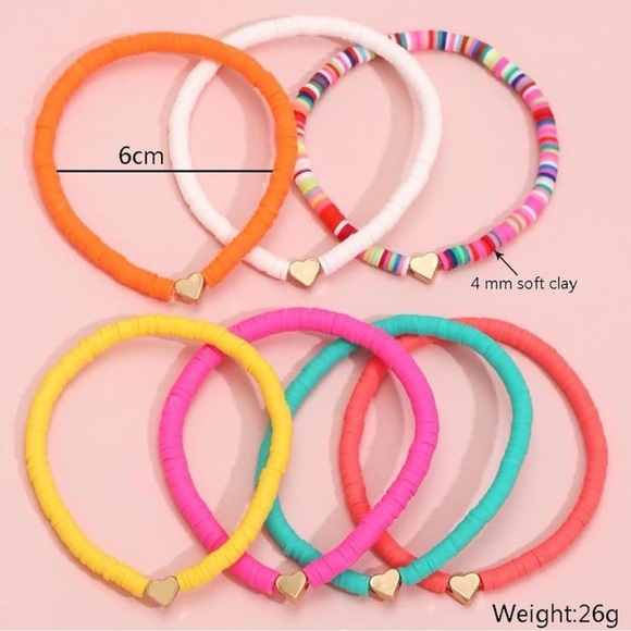 Colorful Heart Beaded Bracelets - 7pcs |NWT - Picture 4 of 5
